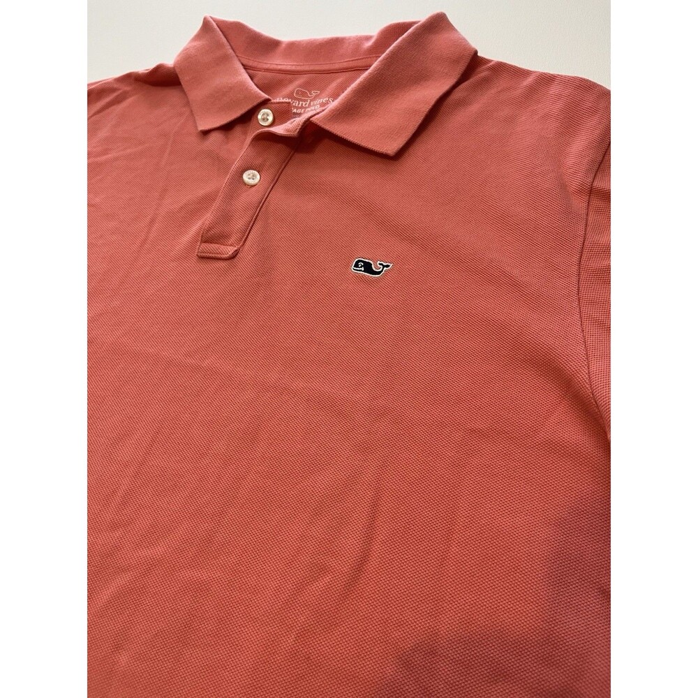 Vineyard Vines Heritage Polo Shirt Mens LARGE PINK Short Sleeve Whale Logo